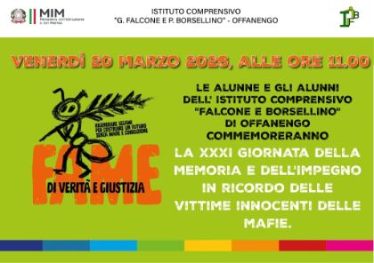 Celebrazione della XXXI Giornata della Memoria e dell'Impegno in ricordo delle vittime innocenti delle mafie