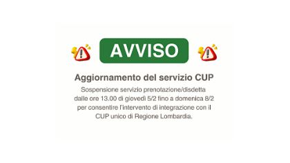 CUP di Crema: sospensione temporanea del servizio prenotazione visite ed esami