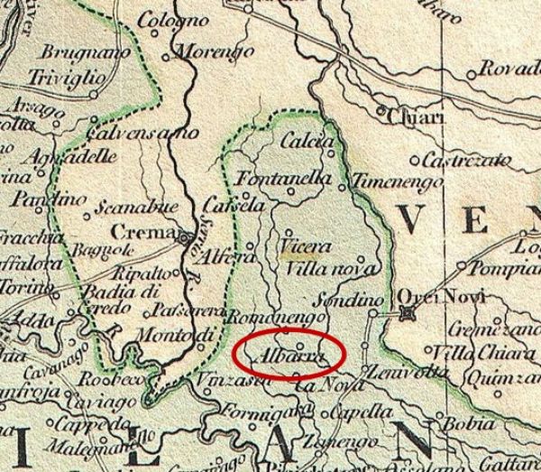 Estratto da «New map of Piedmont» di John Cary Engraver, 1799. Il cremasco risulta ancora possedimento veneto (sebbene il trattato di Campoformio veniva stilato due anni prima, nel 1797)