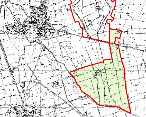 Carta dell'area meridionale del parco. È colorata in verde la porzione territoriale che interessa il comune di Salvirola
